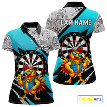 Load image into Gallery viewer, Personalized Rooster Funny Darts Shirt For Women Custom Darts Team Jersey Polo &amp; 1/4 Zip |Blue TDM6279