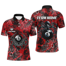 Load image into Gallery viewer, Red Camo Billiard Spider Cobweb Custom Men Polo &amp; Quarter-Zip Shirts, Unique 8 Ball Pool Jerseys TDM1766