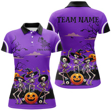 Load image into Gallery viewer, Purple Halloween Spook Night Skeleton Dance Custom Women Billiard Shirts, Billiard Halloween Outfit TDM2683