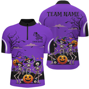 Purple Halloween Spook Night Skeleton Dance Custom Men Billiard Shirts, Billiard Halloween Outfit TDM2683