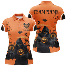 Load image into Gallery viewer, Halloween Spook Night Death Skeleton Custom Darts Shirts For Women, Orange Scary Dart Jerseys TDM2686