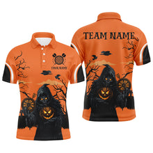 Load image into Gallery viewer, Halloween Spook Night Death Skeleton Custom Darts Shirts For Men, Orange Scary Dart Jerseys TDM2686