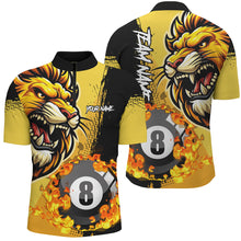 Load image into Gallery viewer, Yellow Funny 8 Ball Pool Flame Custom Lion Billiard Polo &amp; 1/4 Zip Shirts For Men Billiard Jerseys TDM2937