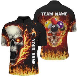 Fire Flame Skull Billiard Balls Custom 3D Printed Men Billiard Shirts Team League Billiard Jerseys TDM2941