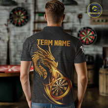 Load image into Gallery viewer, Black And Golden Custom Tribal Dragon Darts Shirt For Men, Darts Team Jersey Polo &amp; Quarter Zip TDM5390