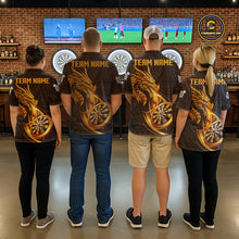 Load image into Gallery viewer, Black And Golden Custom Tribal Dragon Darts Shirt For Women, Darts Team Jersey Polo &amp; Quarter Zip TDM5390