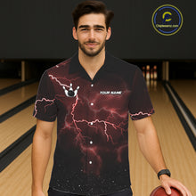 Load image into Gallery viewer, Red Funny Thunder Lightning Tornado Bowling Hawaiian Shirt Custom Bowling Jersey Team Men &amp; Women TDM5393