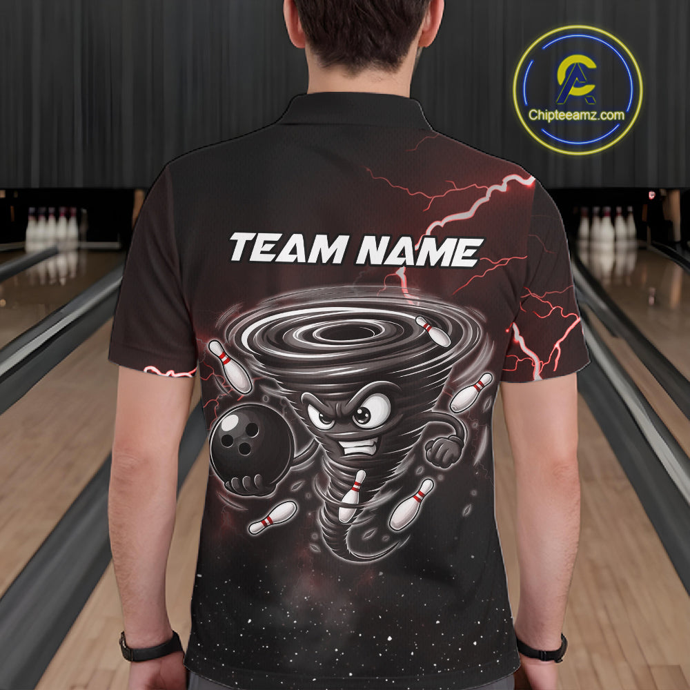 Personalized Thunder Lightning Tornado Funny Bowling Shirt For Men Custom Bowling Team Jersey |Red TDM5393