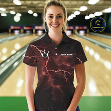 Load image into Gallery viewer, Personalized Thunder Lightning Tornado Funny Bowling Shirt For Women Custom Bowling Team Jersey |Red TDM5393