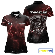 Load image into Gallery viewer, Personalized Thunder Lightning Tornado Funny Bowling Shirt For Women Custom Bowling Team Jersey |Red TDM5393
