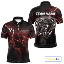Load image into Gallery viewer, Personalized Thunder Lightning Tornado Funny Bowling Shirt For Men Custom Bowling Team Jersey |Red TDM5393