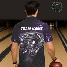 Load image into Gallery viewer, Purple Funny Thunder Lightning Tornado Bowling Hawaiian Shirt Custom Bowling Jersey Team Men &amp; Women TDM5394