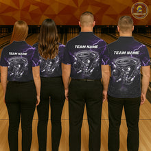 Load image into Gallery viewer, Personalized Thunder Lightning Tornado Funny Bowling Shirt For Women, Bowling Team Jersey |Purple TDM5394