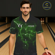 Load image into Gallery viewer, Green Funny Thunder Lightning Tornado Bowling Hawaiian Shirt Custom Bowling Jersey Team Men &amp; Women TDM5395