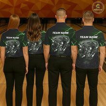 Load image into Gallery viewer, Personalized Thunder Lightning Tornado Funny Bowling Shirt For Women, Bowling Team Jersey |Green TDM5395