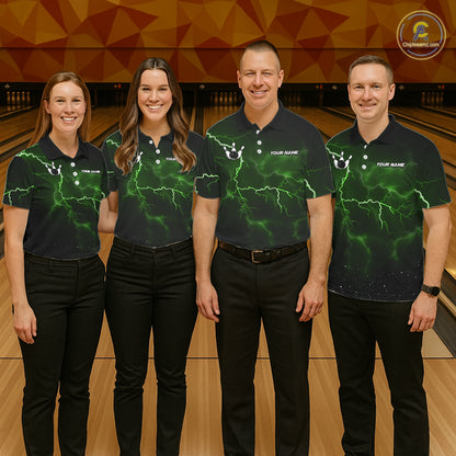Personalized Thunder Lightning Tornado Funny Bowling Shirt For Men, Bowling Team Jersey |Green TDM5395