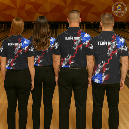 Personalize Puerto Rico Flag Smoke Bowling Shirt For Men Custom Patriotic Bowling Team Jersey TDM6022