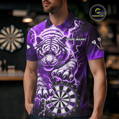 Personalized Thunder Lightning Tiger Dart Shirts For Men Custom 3D Dart League Team Jersey|Purple TDM3860