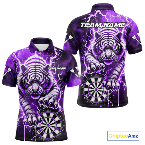 Personalized Thunder Lightning Tiger Dart Shirts For Men Custom 3D Dart League Team Jersey|Purple TDM3860