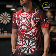 Load image into Gallery viewer, Personalized Thunder Lightning Tiger Dart Shirts For Men Custom 3D Dart League Team Jersey|Red TDM3861