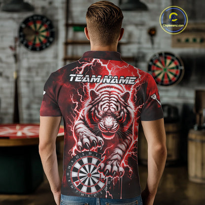 Personalized Thunder Lightning Tiger Dart Shirts For Men Custom 3D Dart League Team Jersey|Red TDM3861