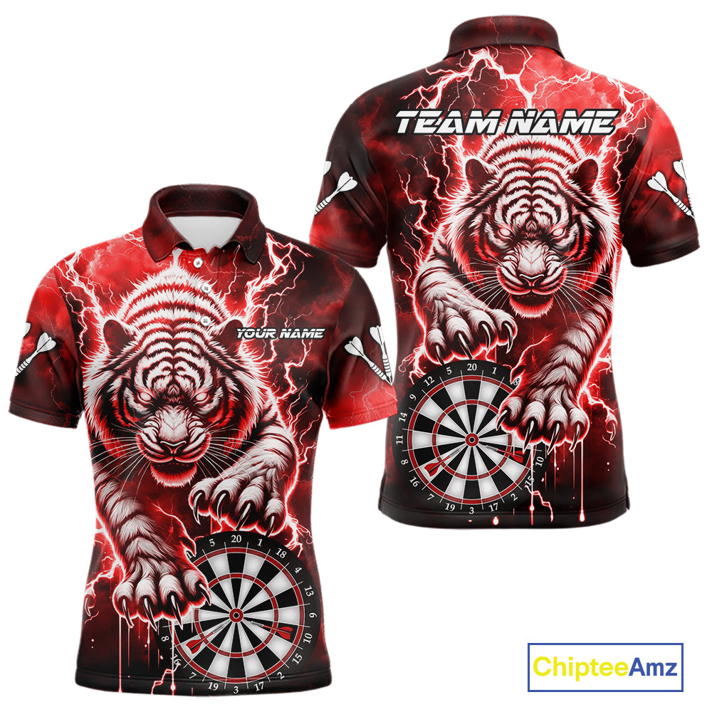 Personalized Thunder Lightning Tiger Dart Shirts For Men Custom 3D Dart League Team Jersey|Red TDM3861