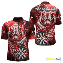 Load image into Gallery viewer, Personalized Thunder Lightning Tiger Dart Shirts For Men Custom 3D Dart League Team Jersey|Red TDM3861