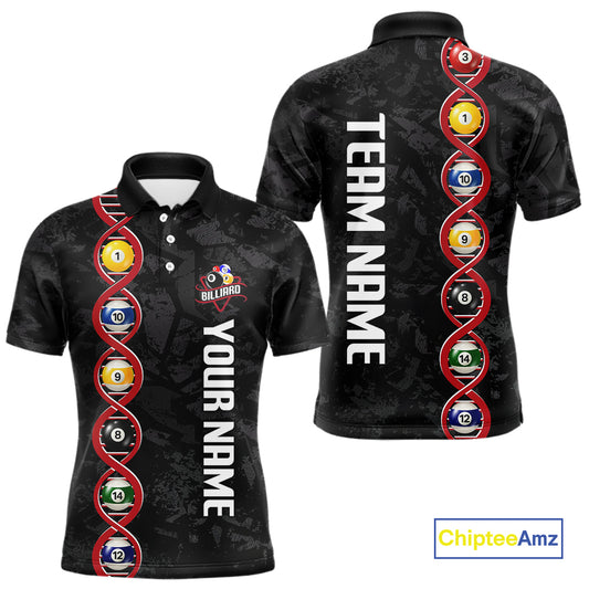 DNA Billiard Shirts For Men Custom Funny Pool Balls Billiard Jerseys Team Polo & Quarter Zip TDM3862