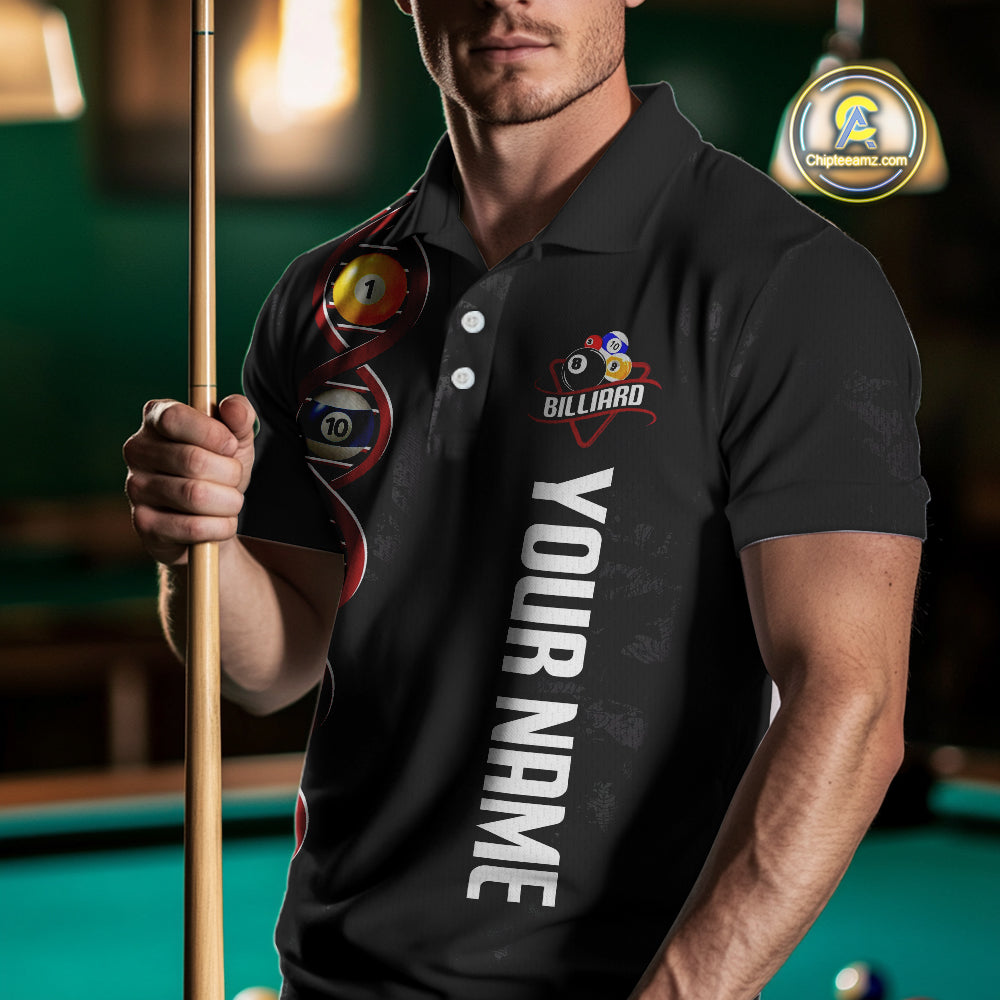 DNA Billiard Shirts For Men Custom Funny Pool Balls Billiard Jerseys Team Polo & Quarter Zip TDM3862