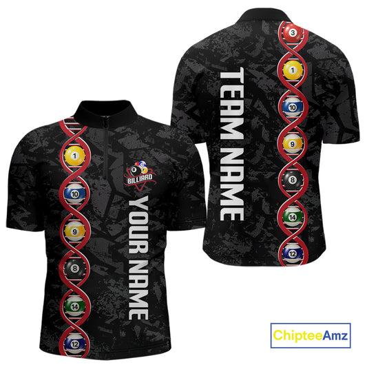 DNA Billiard Shirts For Men Custom Funny Pool Balls Billiard Jerseys Team Polo & Quarter Zip TDM3862