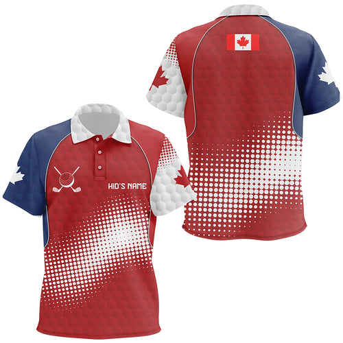 Personalized Canada Kid Golf Polo Shirts Custom Canadian Patriotic Golf Shirts Gift For Kid TDM1977