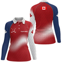 Load image into Gallery viewer, Personalized Canada Womens Golf Polo Shirts Custom Canadian Patriotic Golf Shirts Gift For Ladies TDM1977