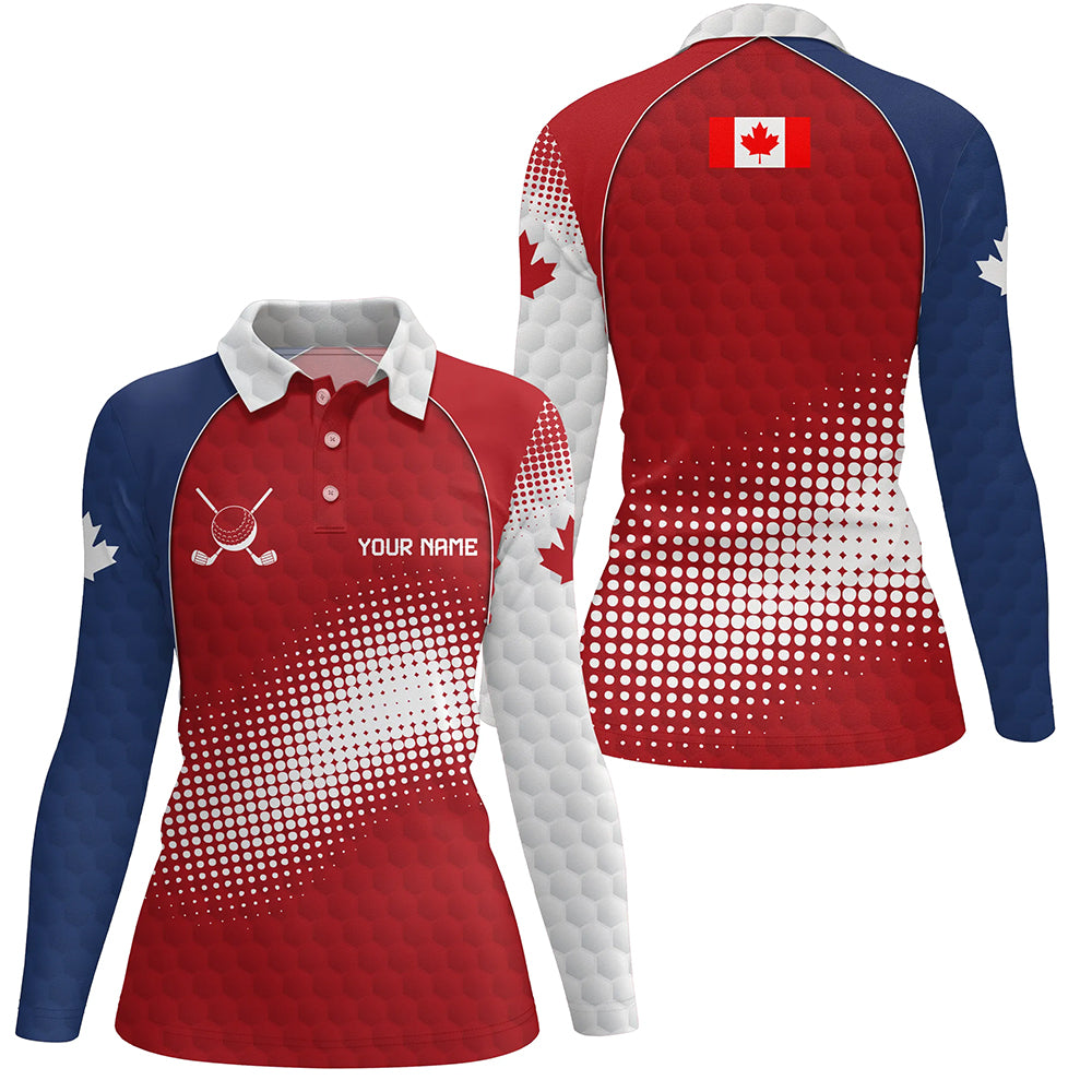 Personalized Canada Womens Golf Polo Shirts Custom Canadian Patriotic Golf Shirts Gift For Ladies TDM1977