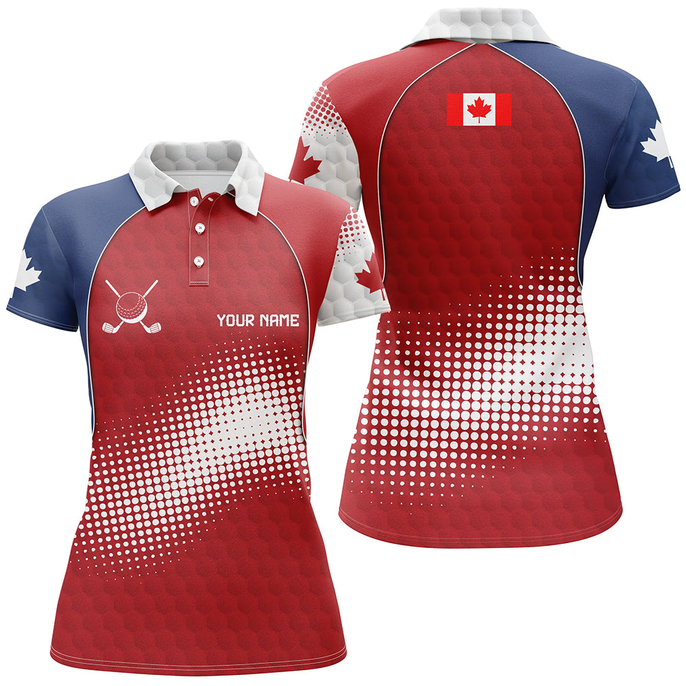 Personalized Canada Womens Golf Polo Shirts Custom Canadian Patriotic Golf Shirts Gift For Ladies TDM1977