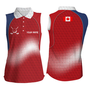 Personalized Canada Womens Sleeveless Polo Shirts Custom Canadian Patriotic Golf Shirts For Ladies TDM1977