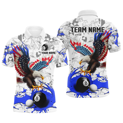 American Flag Eagle 8 Ball Pool Paint Splash Custom Billiard Shirts For Men, Billiard Jerseys |Blue TDM2181