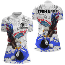 Load image into Gallery viewer, American Flag Eagle 8 Ball Pool Paint Splash Custom Billiard Shirts For Women, Billiard Jerseys |Blue TDM2181