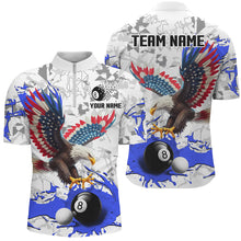 Load image into Gallery viewer, American Flag Eagle 8 Ball Pool Paint Splash Custom Billiard Shirts For Men, Billiard Jerseys |Blue TDM2181