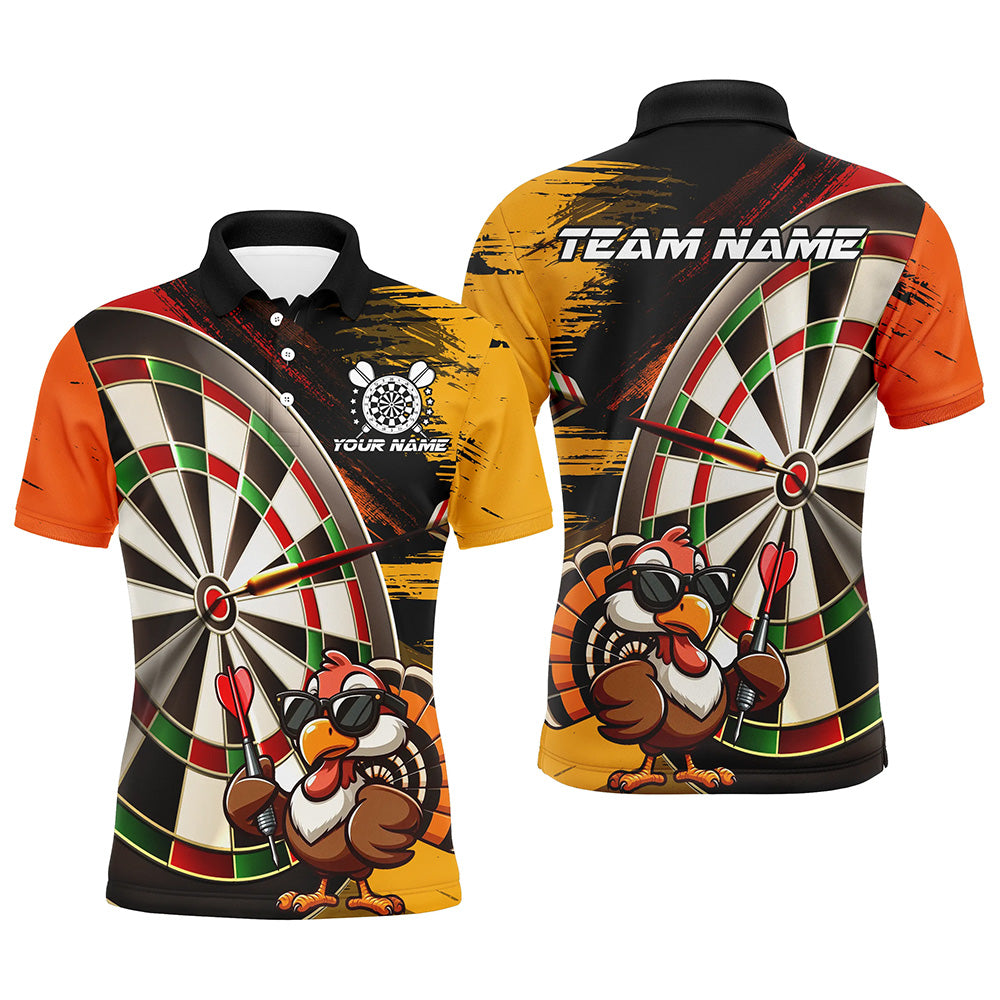 Funny Turkey Darts Polo & 1/4 Zip Shirt For Men Custom Thanksgiving Dart Shirts Gift, Dart Jerseys TDM2695