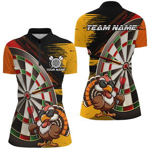 Funny Turkey Darts Polo & 1/4 Zip Shirt For Women Custom Thanksgiving Dart Shirts Gift, Dart Jerseys TDM2695