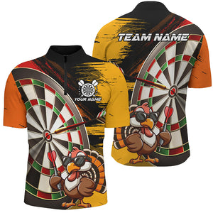 Funny Turkey Darts Polo & 1/4 Zip Shirt For Men Custom Thanksgiving Dart Shirts Gift, Dart Jerseys TDM2695