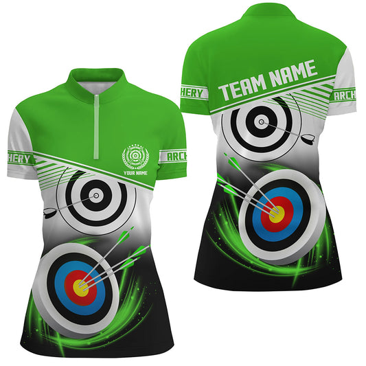 Personalized Name Archery Quarter-Zip Shirts For Women Custom Green Archery 3d Target Shirts TDM0530