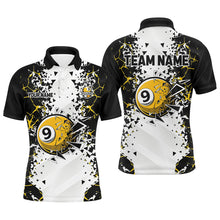 Load image into Gallery viewer, Funny 9 Ball Pool Crack Pattern Custom Men Billiard Polo &amp; 1/4 Zip Shirts, 9 Ball Billiard Jerseys TDM2946