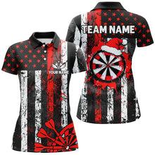 Load image into Gallery viewer, Custom White And Red Santa Christmas Grunge US Flag Women Dart Shirts Patriotic Xmas Dart Jerseys TDM2948