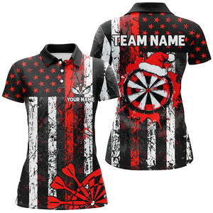 Custom White And Red Santa Christmas Grunge US Flag Women Dart Shirts Patriotic Xmas Dart Jerseys TDM2948