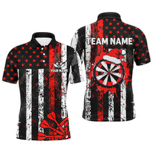 Load image into Gallery viewer, Custom White And Red Santa Christmas Grunge US Flag Men Dart Shirts Patriotic Xmas Dart Jerseys TDM2948