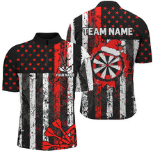 Load image into Gallery viewer, Custom White And Red Santa Christmas Grunge US Flag Men Dart Shirts Patriotic Xmas Dart Jerseys TDM2948