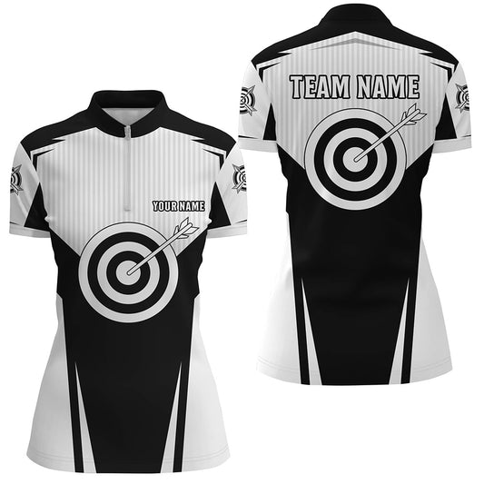 Black Archery Jerseys Women Quarter-Zip Shirts Custom Team Name Archery Uniform Jerseys TDM0706