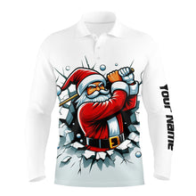 Load image into Gallery viewer, Funny White Crack Wall Men Golf Polo Shirts Custom Santa Playing Golf Outfit Christmas Golfing Gift TDM3177