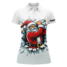 Load image into Gallery viewer, Funny White Crack Wall Women Golf Polo Shirts Custom Santa Playing Golf Outfit Christmas Golfing Gift TDM3177